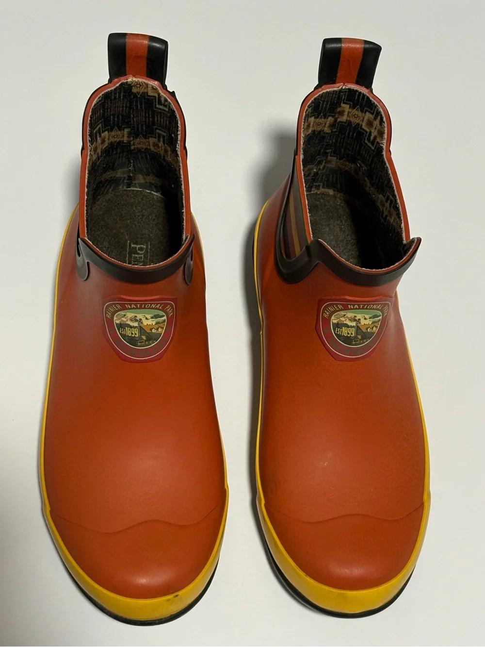 Pendleton Orange and Yellow Short Women's Rubber Boots